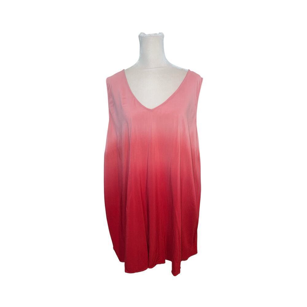 Torrid Womens Pink Red Ombre V-Neck Sleeveless Rayon Tunic Top Size 2 Plus